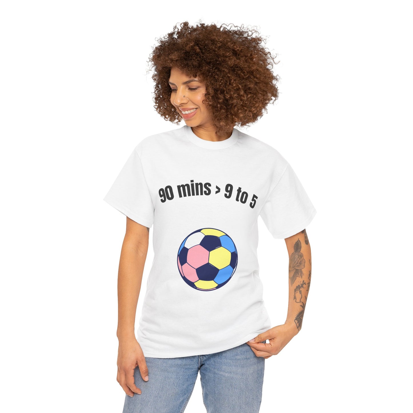 "90 Minutes > 9 to 5" Funny Soccer T‑Shirt