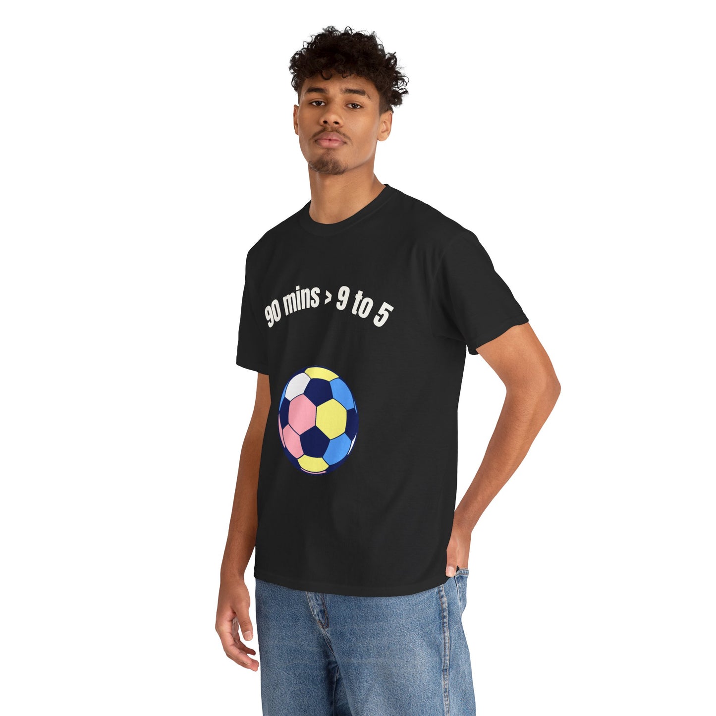 "90 Minutes > 9 to 5" Funny Soccer T‑Shirt