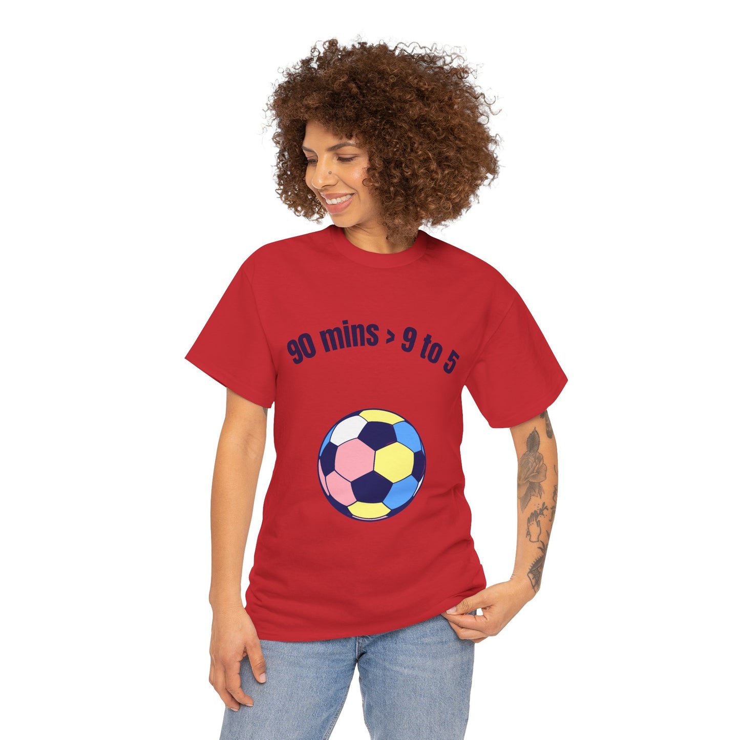 "90 Minutes > 9 to 5" Funny Soccer T‑Shirt