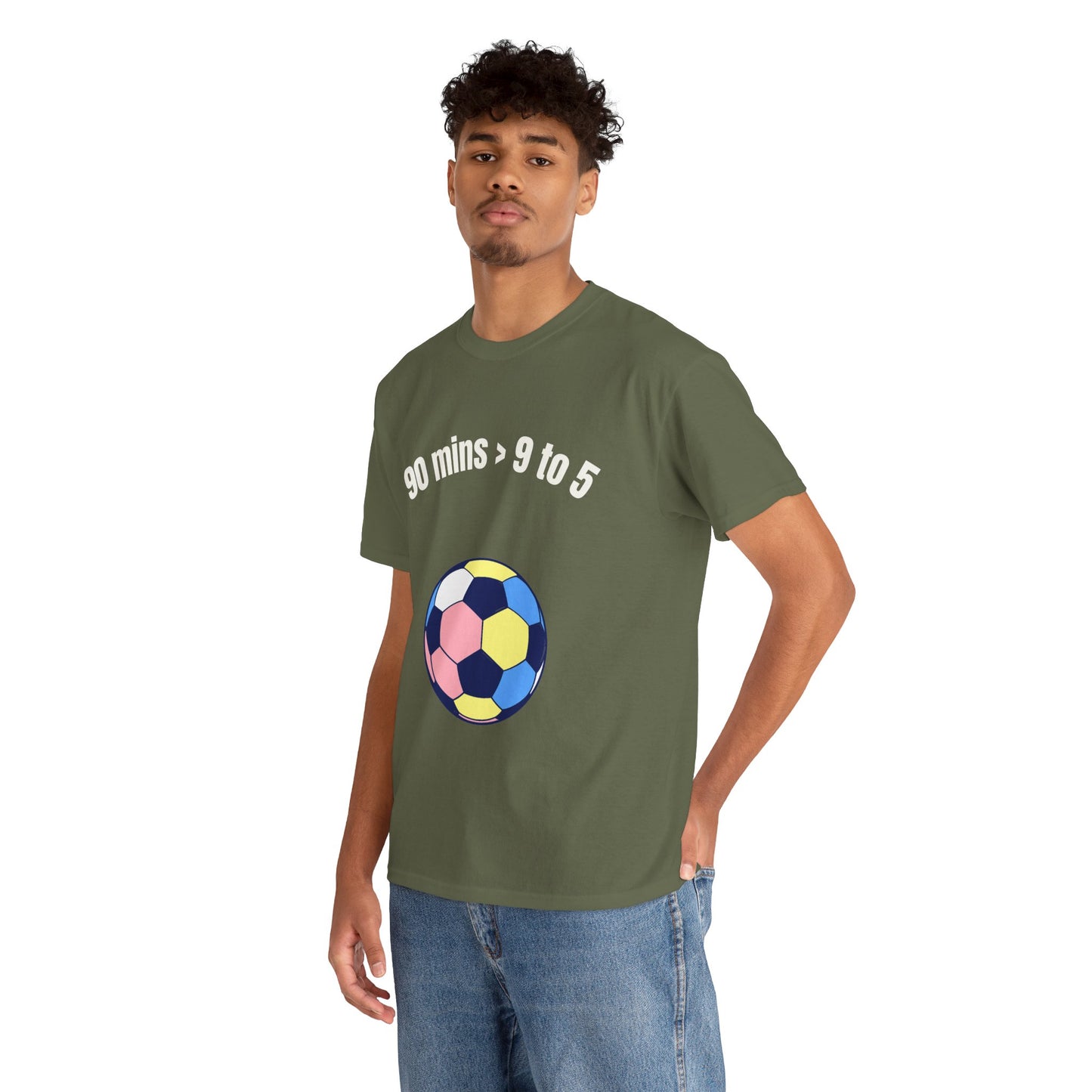 "90 Minutes > 9 to 5" Funny Soccer T‑Shirt