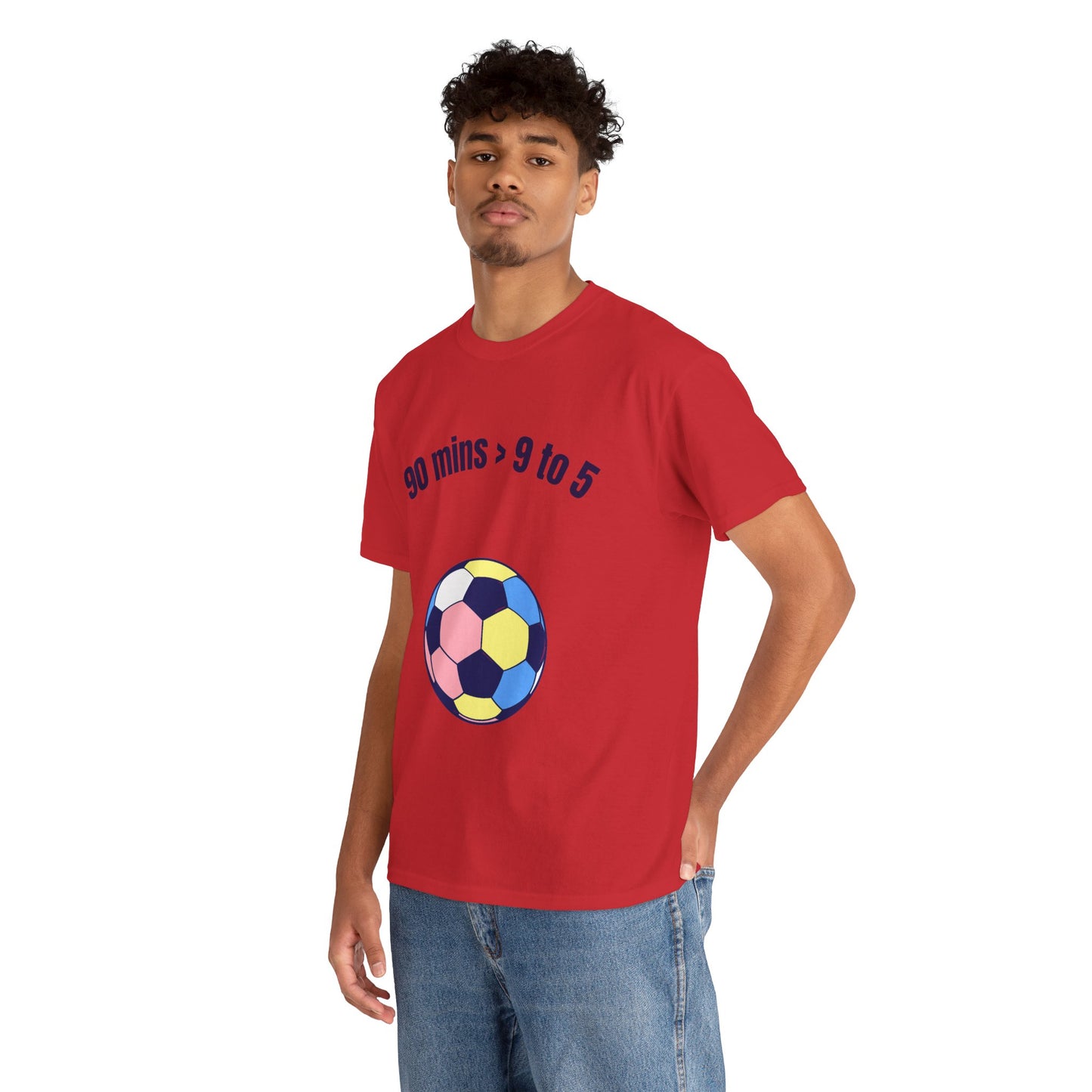 "90 Minutes > 9 to 5" Funny Soccer T‑Shirt